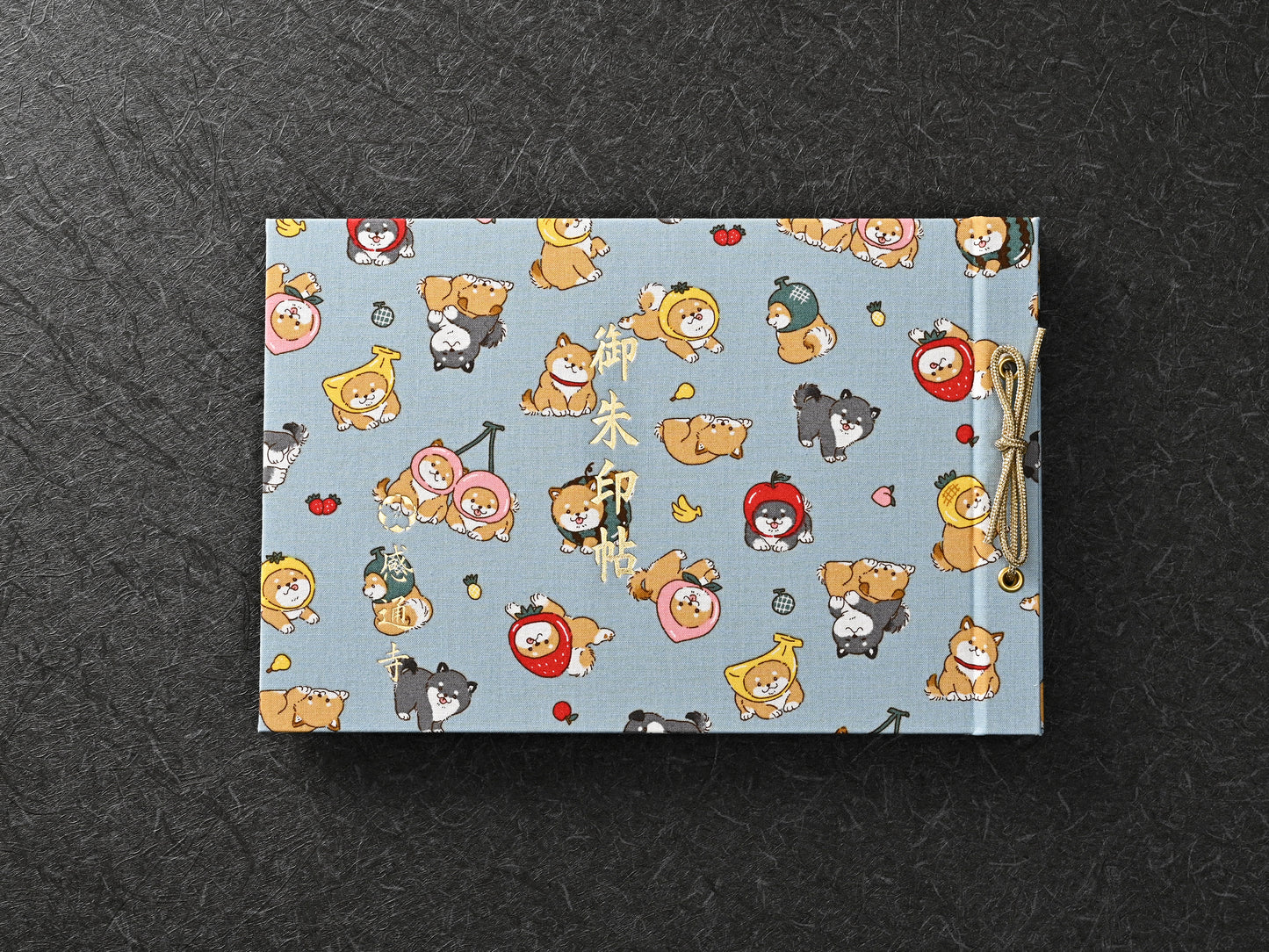 柴犬柄（果物柄・青）　shiba inu pattern（fruit pattern・blue）