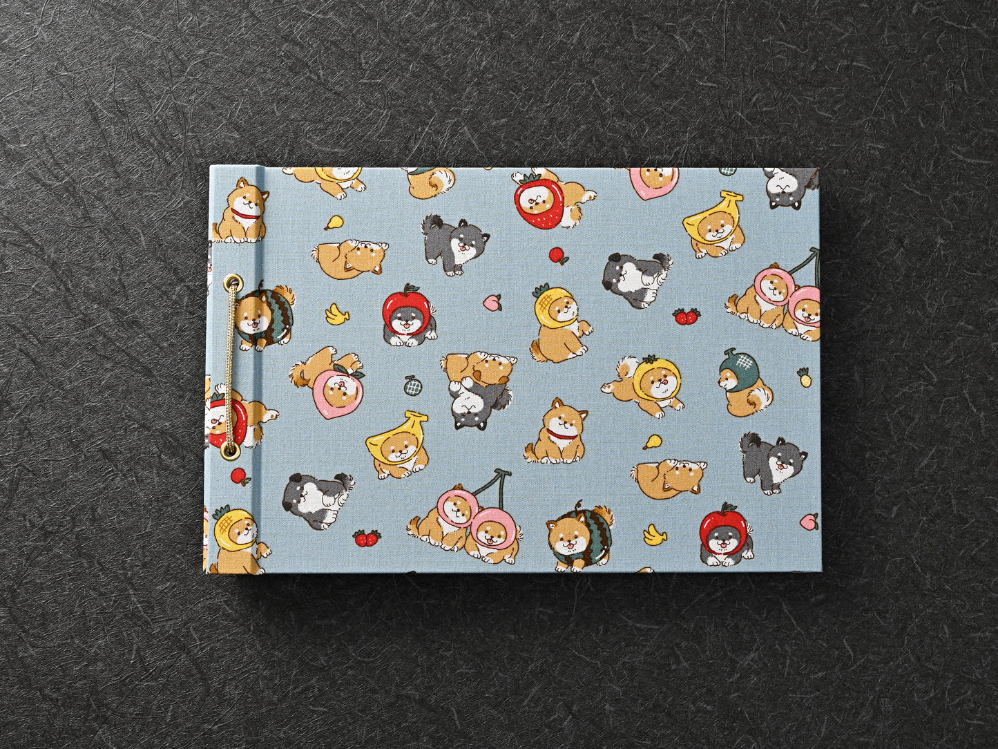 柴犬柄（果物柄・青）　shiba inu pattern（fruit pattern・blue）