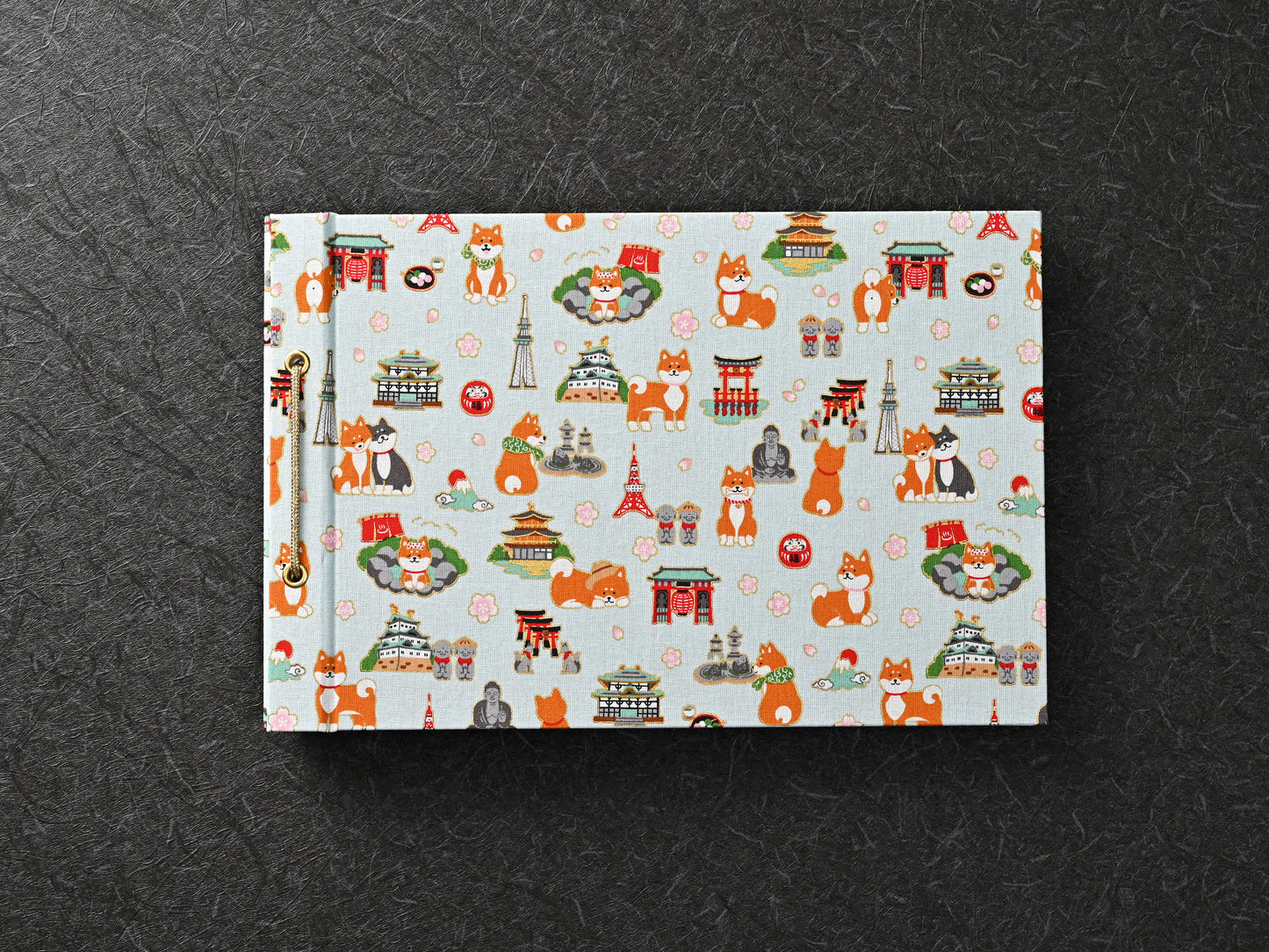 柴犬柄（名所柄・青）　shiba inu pattern（famous place pattern・blue）