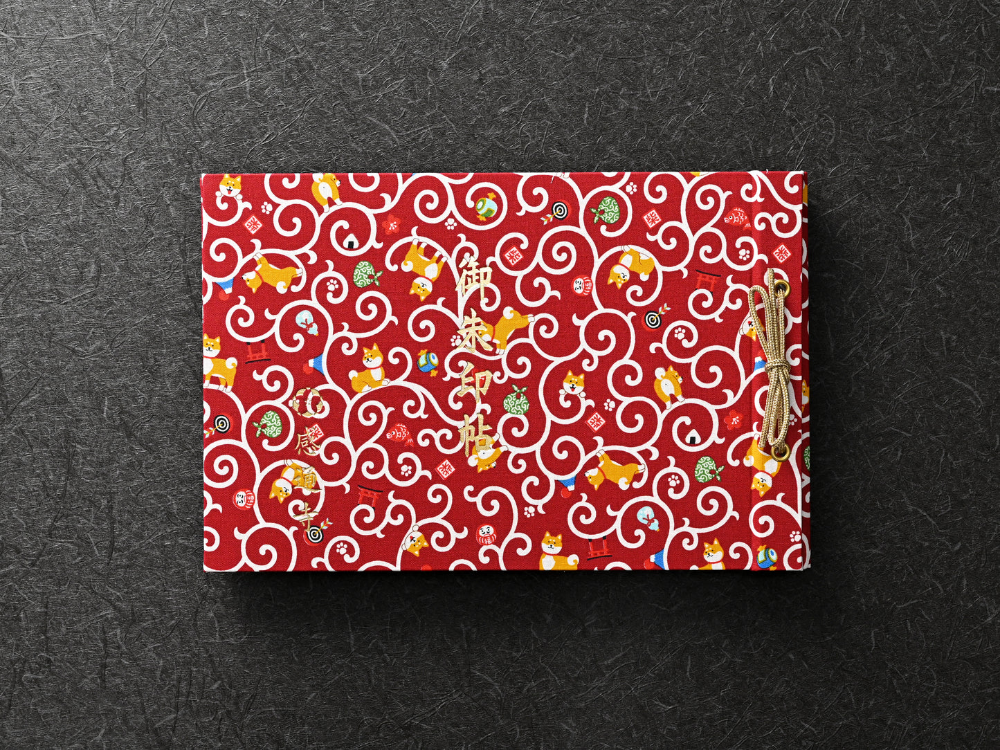 柴犬柄（唐草・赤）　shiba inu pattern（arabesque・red）