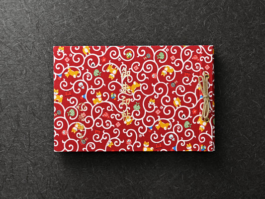 柴犬柄（唐草・赤）　shiba inu pattern（arabesque・red）