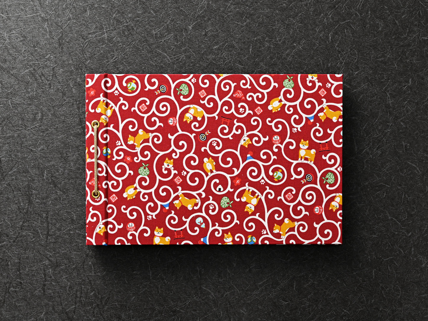 柴犬柄（唐草・赤）　shiba inu pattern（arabesque・red）