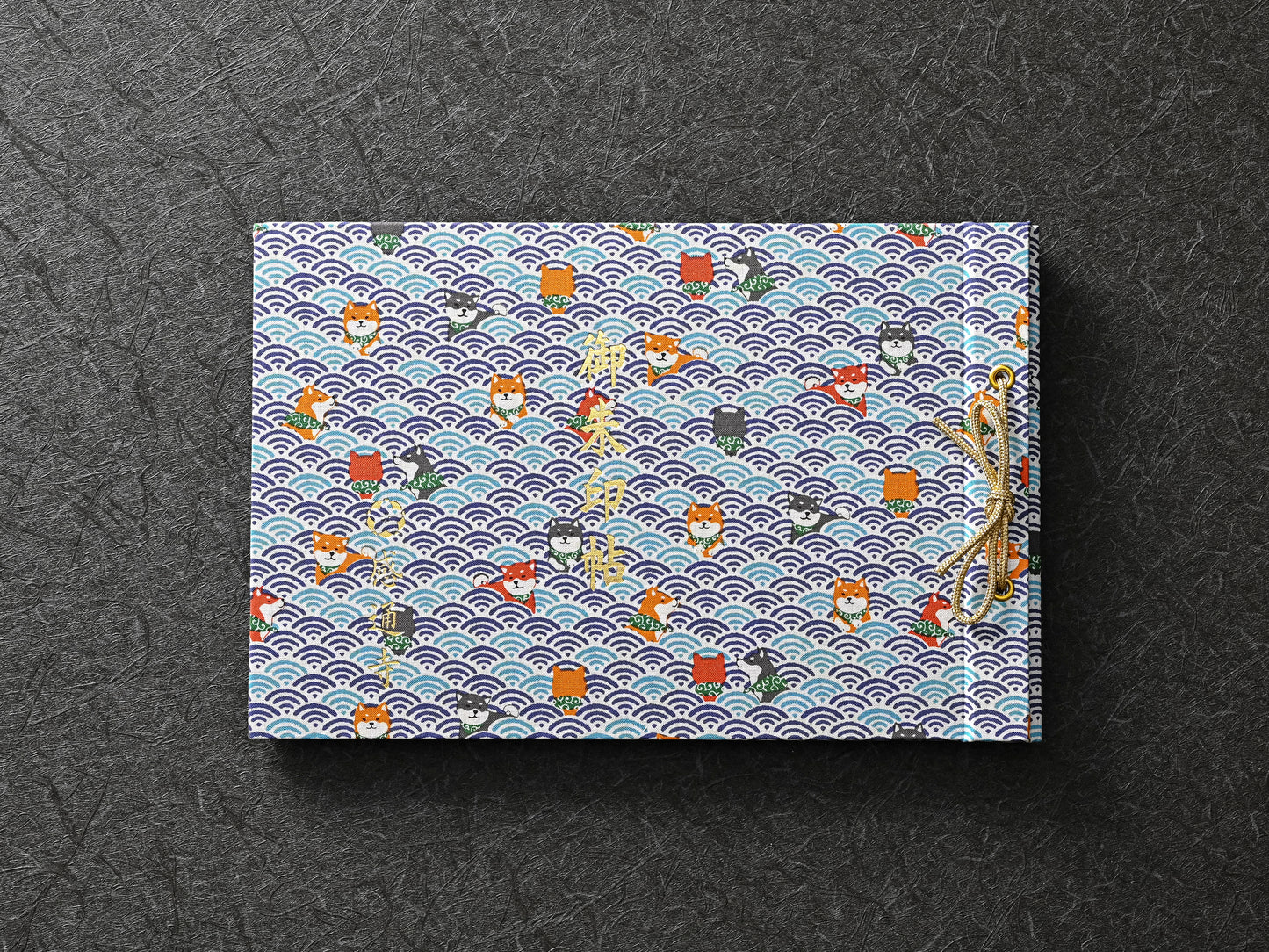 柴犬柄（青海波・青）　shiba inu pattern（qinghai wave・blue）