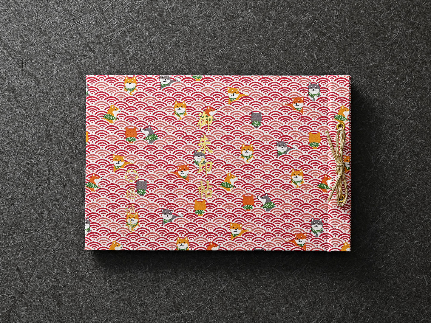 柴犬柄（青海波・赤）　shiba inu pattern（qinghai wave・red）