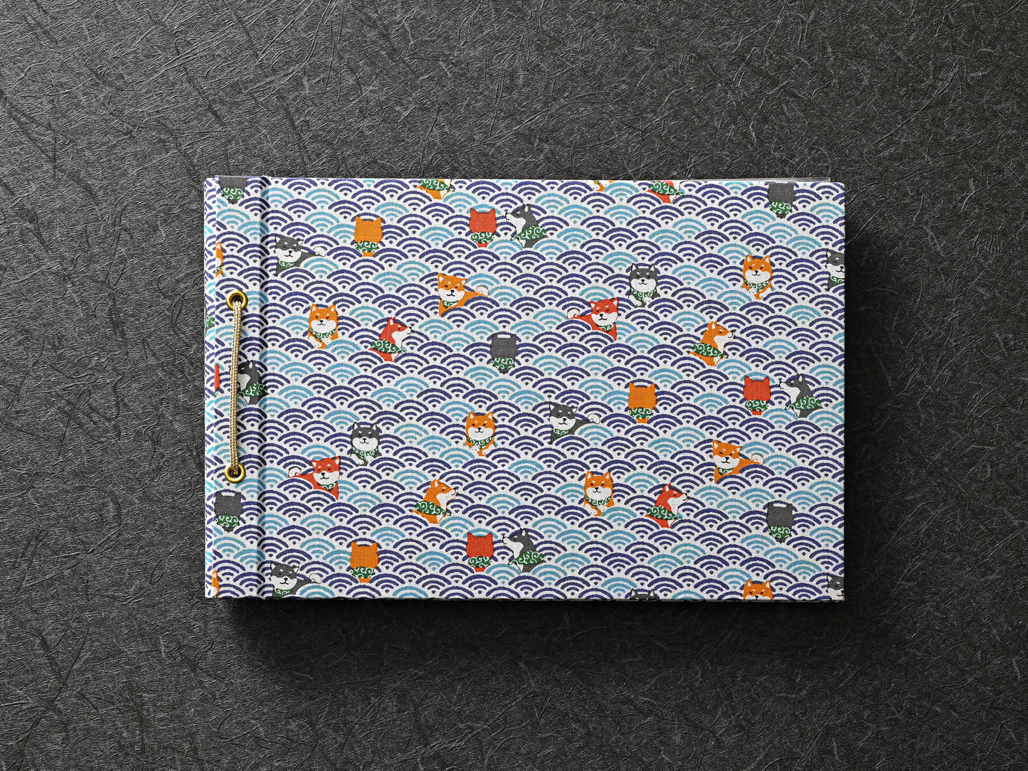 柴犬柄（青海波・青）　shiba inu pattern（qinghai wave・blue）