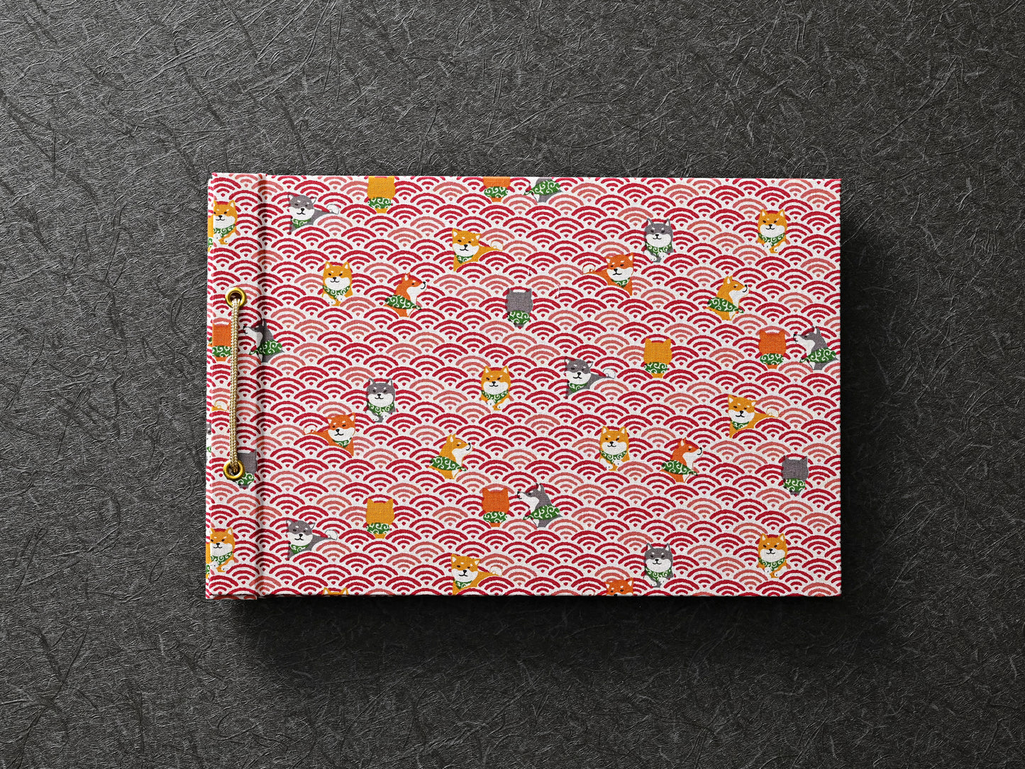 柴犬柄（青海波・赤）　shiba inu pattern（qinghai wave・red）