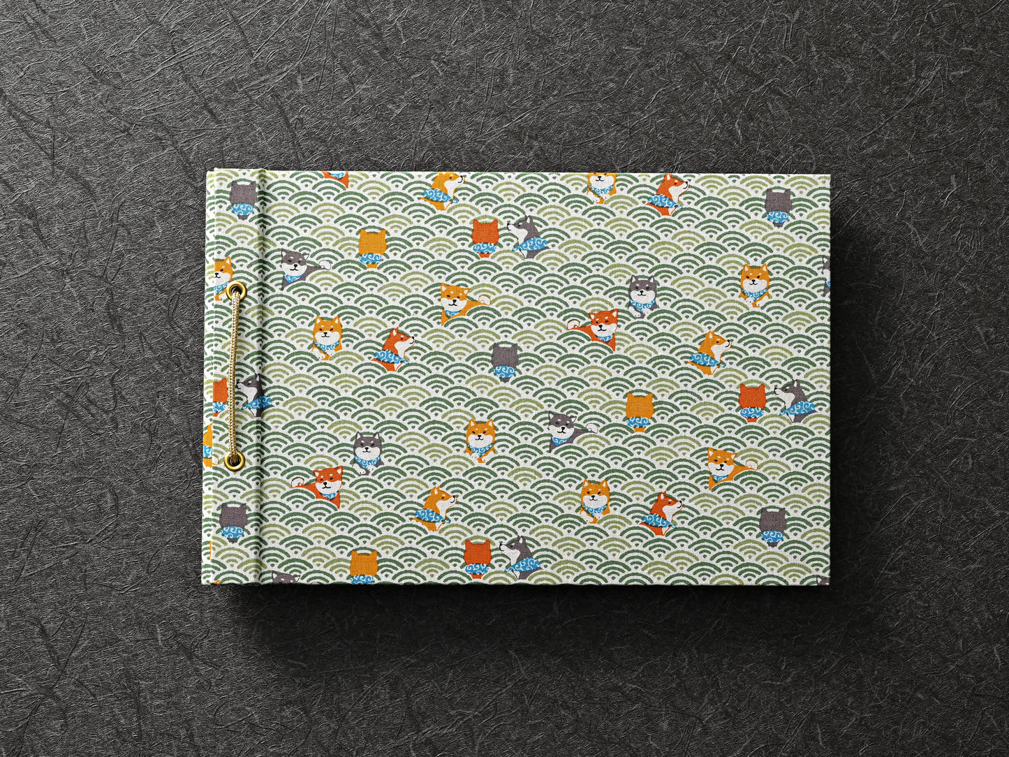 柴犬柄（青海波・緑）　shiba inu pattern（qinghai wave・green）